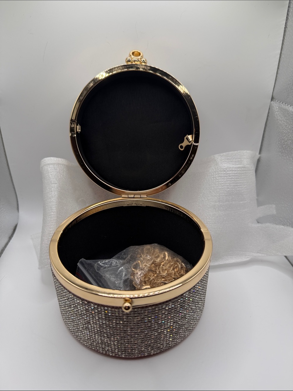 Round Rhinestone Box Handbag in Blush Pink - Picture 2 of 7